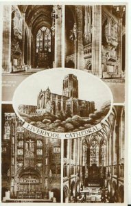 Lancashire Postcard - Views of Liverpool Cathedral - Real Photograph  Ref TZ7585