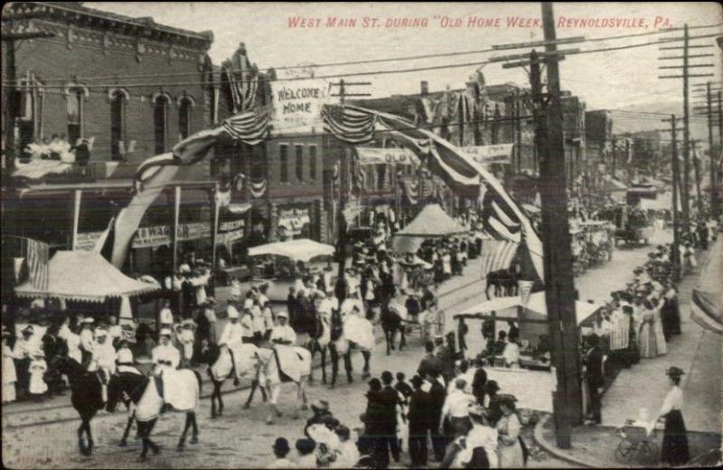 Reynoldsville PA Old Home Week Parade c1910 Postcard