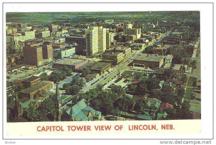 Capitol Tower View of Lincoln, Nebraska, looking northwest from the tower of ...