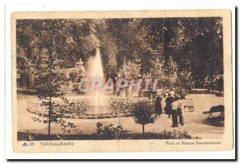 Vals les Bains Old Postcard Park and intermittent source