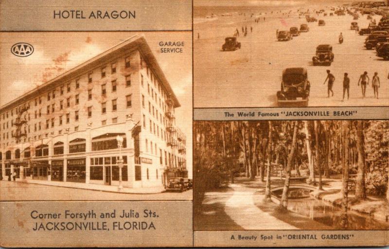 Florida Jacksonville Hotel Aragon Showing Oriental Gardens & Jacksonville Bea...