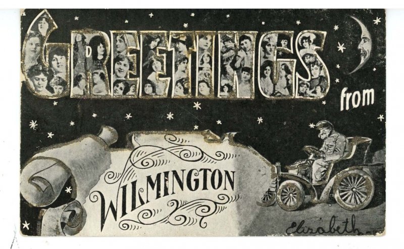 DE - Wilmington. Large Letter Greeting ca 1907  (glitter)