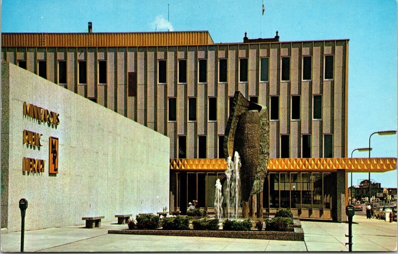 Gold Trimmed Public Library Hennepin County Minneapolis MN Minnesota Postcard  