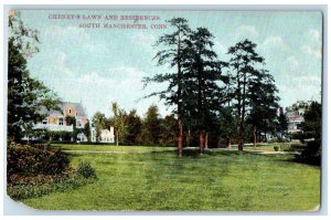 1910 Cheney Lawn Residences Garden South Manchester Connecticut Vintage Postcard 