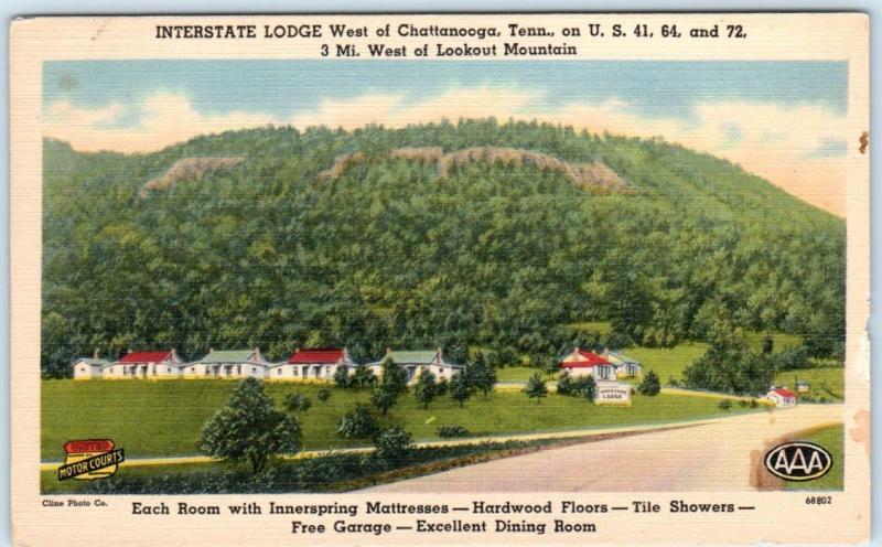 CHATTANOOGA, Tennessee  TN   Roadside INTERSTATE LODGE  c1950s Linen  Postcard