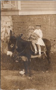 RPPC Children Donkey George & Josephtine to Bleckley in Anderson SC Postcard Y18