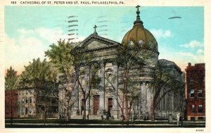 Vintage Postcard 1935 Cathedral Of Saint Peter And Saint Paul Philadelphia Penna