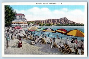 Honolulu Hawaii Postcard Waikiki Beach Exterior View Patio c1940 Vintage Antique