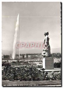 Postcard Modern Geneva Statue Breeze and water jet