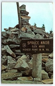 1960s SUMMIT OF SPRUCE KNOB WEST VIRGINIA W VA MONONGAHELA CHROME POSTCARD P2008