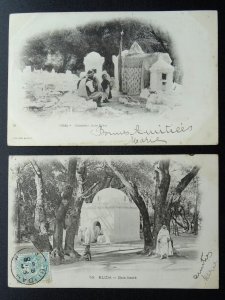 Africa Algeria 2 x BLIDA Bois Sacre & Cimetiere Sidi Kebir c1906 UB Postcard