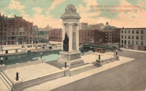 Vintage Postcard Soldiers & Sailors Monument Clinton Square Syracuse New York NY