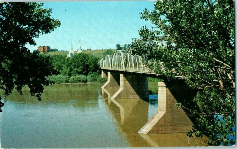 Postcard Finlay Bridge over South Saskatchewan River Alberta Canada