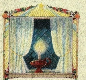 1907-15 Christmas Window Casement Candle Postcard Vintage Joyous Poem  