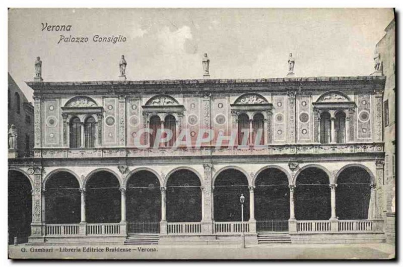 Postcard Old Verona Palazzo Consiglio