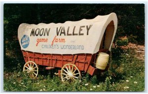 MILFORD, PA ~ Roadside MOON VALLEY GAME FARM ~ Covered Wagon c1950s Postcard