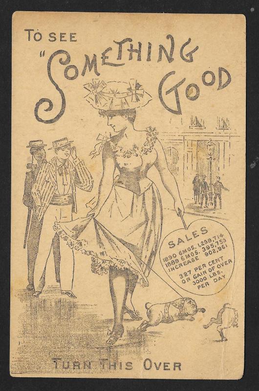 VICTORIAN TRADE CARD 2 Sided Something Good Butler Tobacco Big Plug Pretty Lady