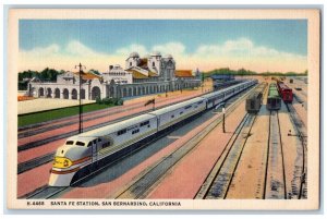 Santa Fe Train Station San Bernardino California CA Fred Harvey Vintage Postcard