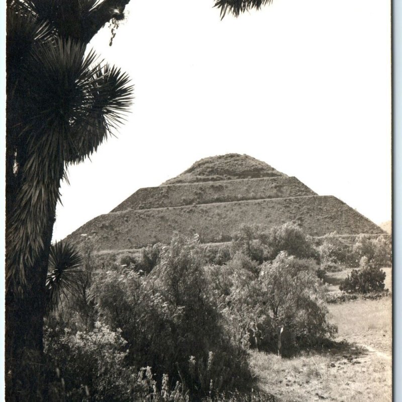 c1920s Teotihuacan, Mexico RPPC Pyramid of the Sun Ancient EARLY Wild Photo A163