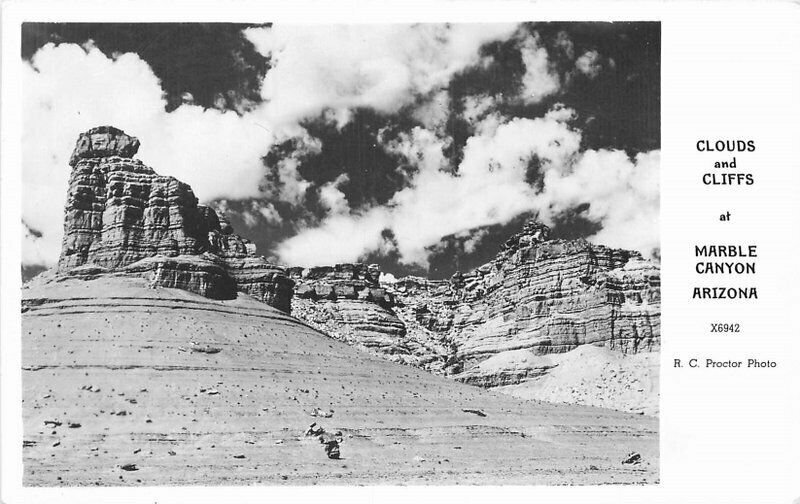 Arizona Proctor #X6942 Clouds Cliffs Marble Canyon RPPC Photo Postcard 21-2006