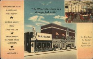 Linen Adv Lake Placid NY Art Deco Sign Storefront Majestic Restaurant Postcard