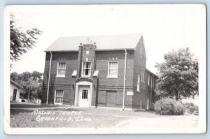 Greenfield Iowa IA Postcard RPPC Photo Masonic Temple Building c1910's Antique