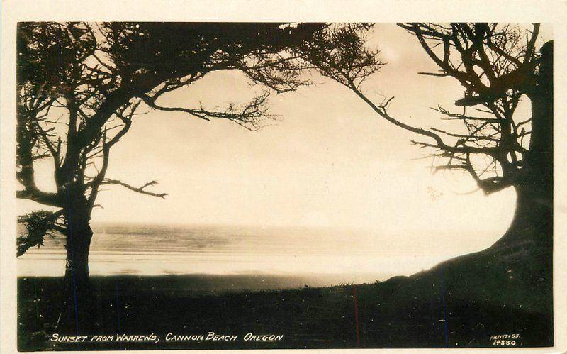 Cannon Beach Oregon 1920s Clatsop Sunset Warrens Printiss RPPC real photo 5715