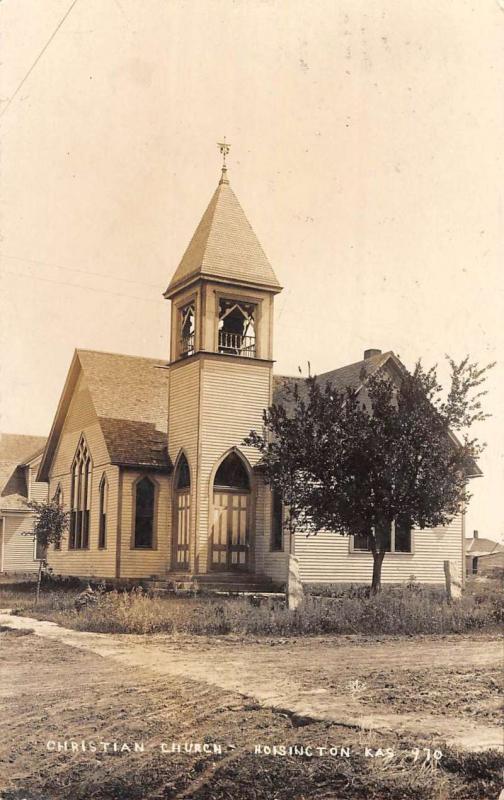 Hoisington Kansas Christian Church Real Photo Antique Postcard K94472