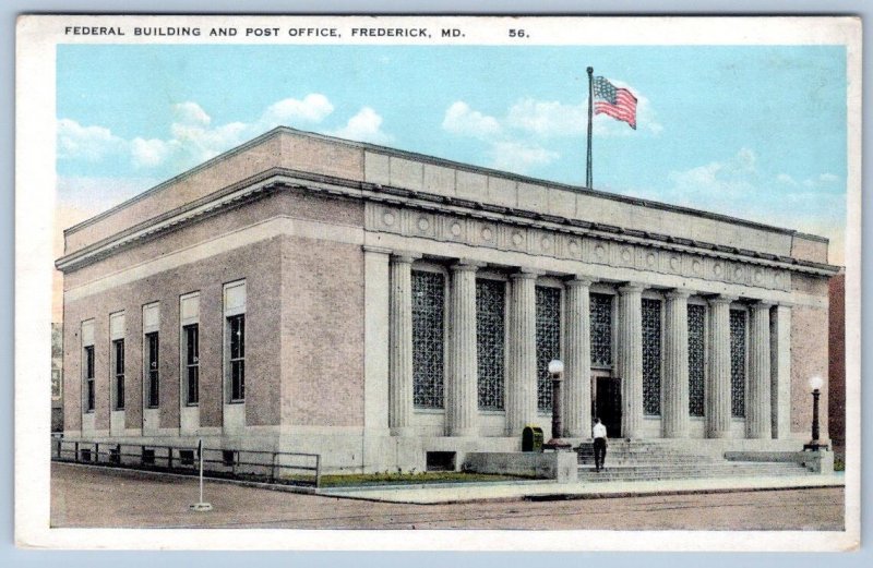 1920's FREDERICK MARYLAND MD POST OFFICE FEDERAL BUILDING ANTIQUE POSTCARD
