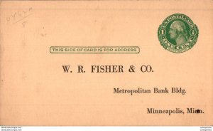 US Postal stationery 1c to Fisher Minneapolis Minn