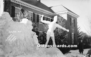 Sigma Nu Real Photo Dartmouth Winter Carnival 1940 Snow Sculpture Unused 