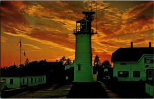 Sunset at Chatham Ligthhouse, Cape Cod, MA Vintage Postcard E77