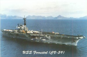 USS Forrestal CV-59 Chrome Postcard Unused