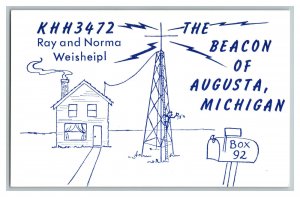Postcard QSL Radio Card From Augusta Michigan KHH3472