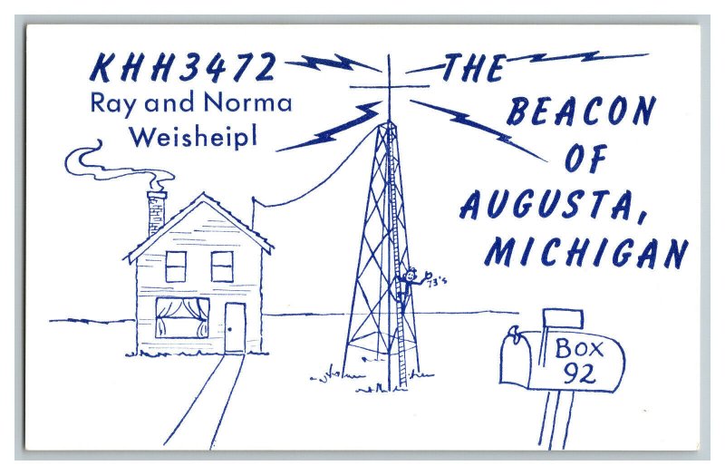 Postcard QSL Radio Card From Augusta Michigan KHH3472 