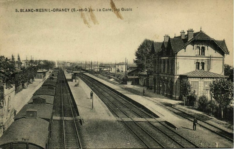 france, BLANC-MESNIL-DRANCY, La Gare, Les Quais, Railway Station (1910) Postcard