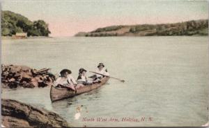 North West Arm Halifax NS Nova Scotia 3 People in Canoe 1906 Postcard D63 *As Is