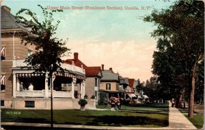 Postcard Upper Main Street (Residence Section) in Oneida, New York