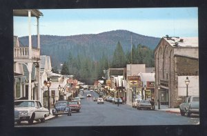 NEVADA CITY CALIFORNIA DOWNTOWN STREET SCENE OLD CARS VINTAGE POSTCARD