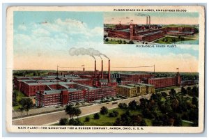 Akron Ohio OH Postcard Main Plant Goodyear Tire Rubber Company 1922 Multiview