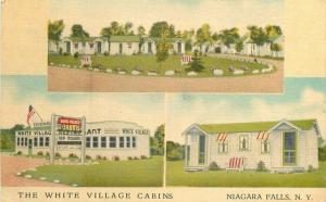 Beals Niagara Falls New York roadside 1940s White Village Cabins Postcard 5735