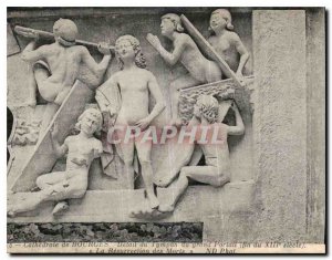 Old Postcard Cathedral of Bourges detail Eardrum of the great Portal The Resu...