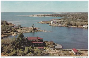 Air View, Water, Cabins, Trees, Peterborough, Onario, Canada, 40s-60s