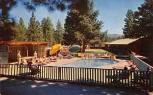 FOND DU LAC LODGE Roadside Swimming Pool LAKE TAHOE Bijou 1950s Vintage Postcard