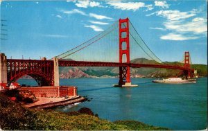 Golden Gate Bridge Suspension San Francisco Marin County California Postcard VTG 