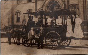 RPPC Postcard ON Hamilton Gospel Wagon Trumpets Men & Women Church ~1910 S107