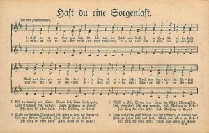 Music related postcard song lied Germany Hast du eine Sorgenlast