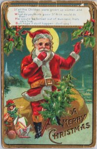 A Merry Christmas Christmas Santa Claus And Toys Embossed Vintage Postcard C106