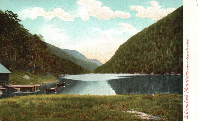 Vintage Postcard Adirondacks Mountains Lower Cascade Lake NY Hugh C. Leighton