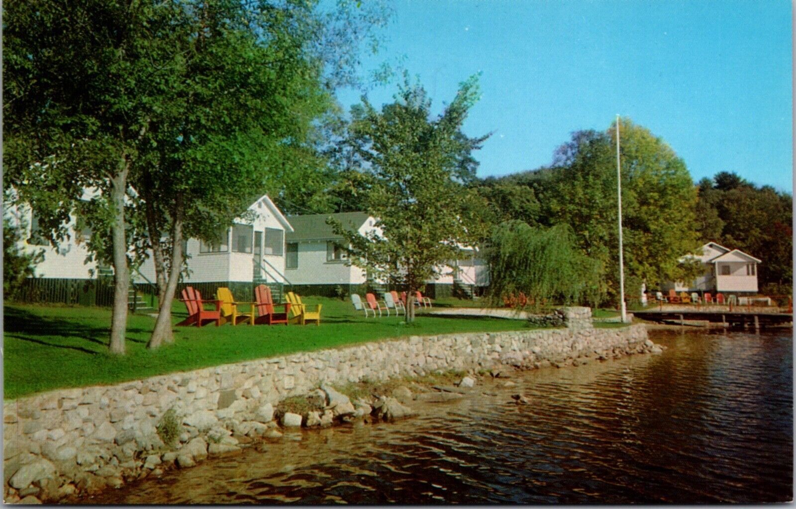 Postcard Bayview Cabins on the bay of Naples, Maine United States